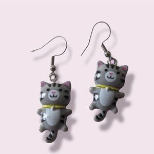 Cat Earrings Acrylic Cartoon Kitty Stainless Steel Hooks
